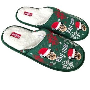 Bah Hum Pug Holiday Slippers